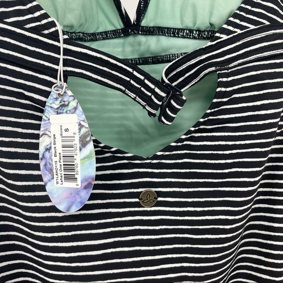 PRANA NWT LAHARI ONE PIECE SWIMSUIT BLACK STRIPE S - Picture 4 of 6